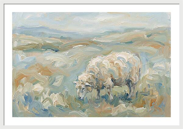 Sheep Grazing In Pastoral Landscape