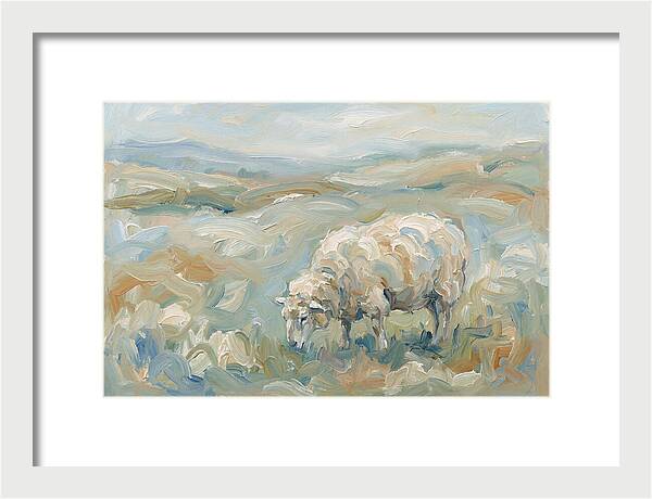 Sheep Grazing In Pastoral Landscape