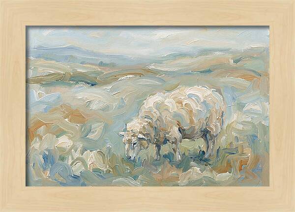Sheep Grazing In Pastoral Landscape