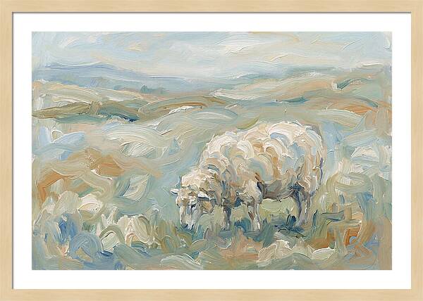 Sheep Grazing In Pastoral Landscape