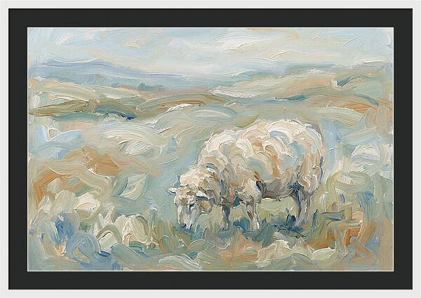 Sheep Grazing In Pastoral Landscape