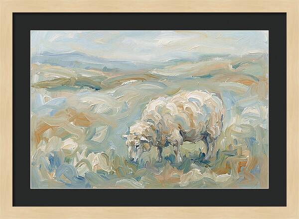 Sheep Grazing In Pastoral Landscape