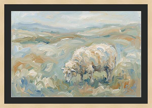 Sheep Grazing In Pastoral Landscape