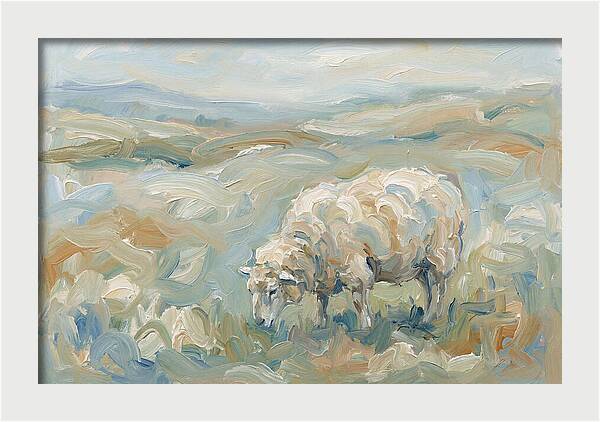 Sheep Grazing In Pastoral Landscape
