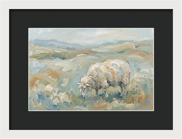 Sheep Grazing In Pastoral Landscape