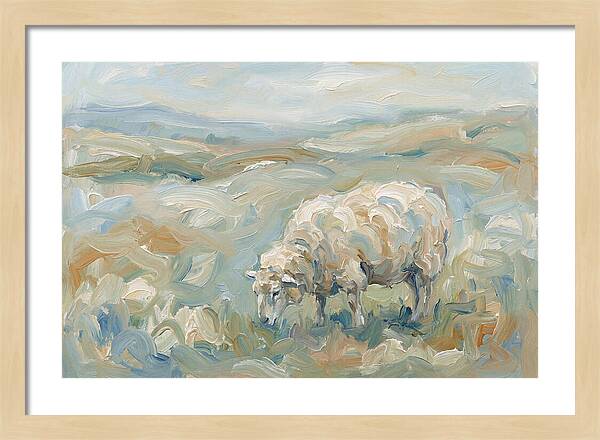 Sheep Grazing In Pastoral Landscape