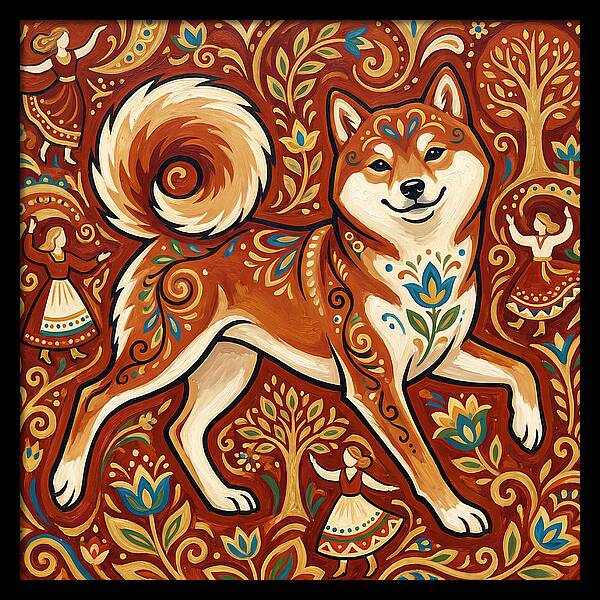 Shiba Inu Folk Art