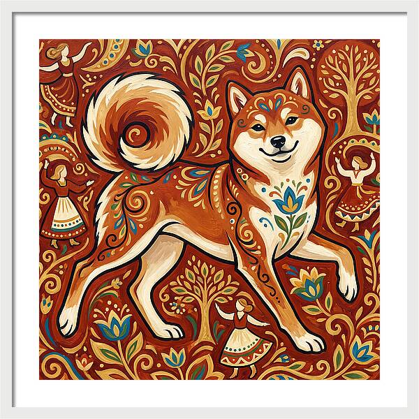 Shiba Inu Folk Art