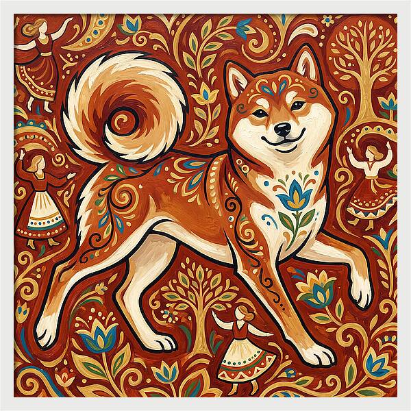 Shiba Inu Folk Art