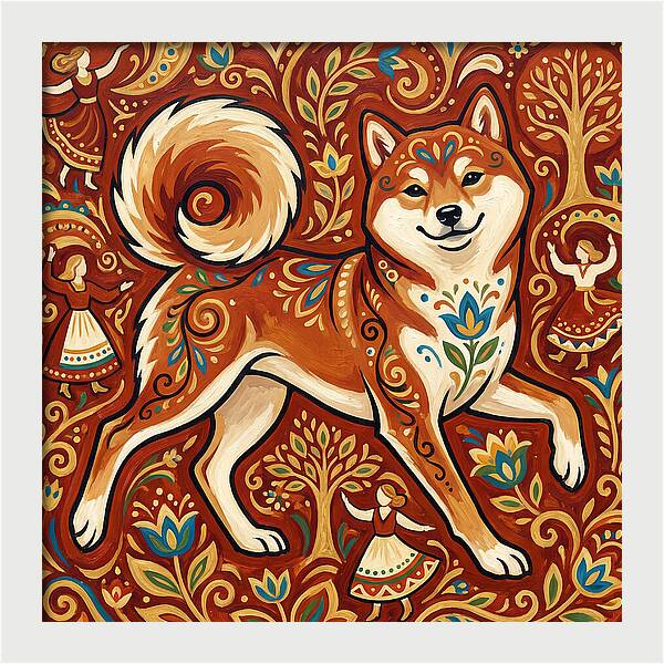 Shiba Inu Folk Art