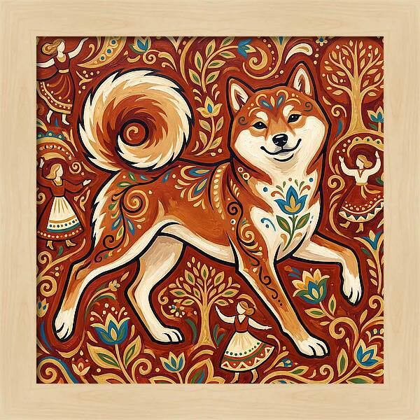 Shiba Inu Folk Art