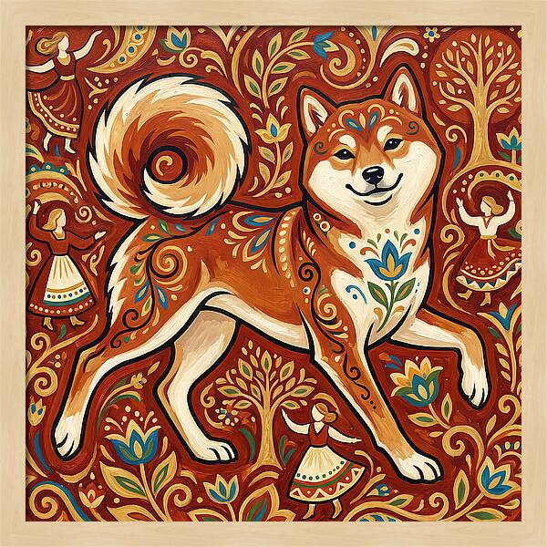 Shiba Inu Folk Art