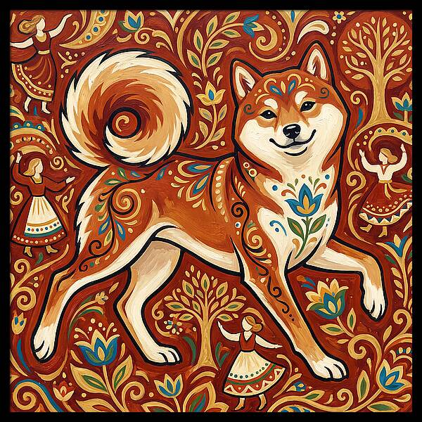 Shiba Inu Folk Art