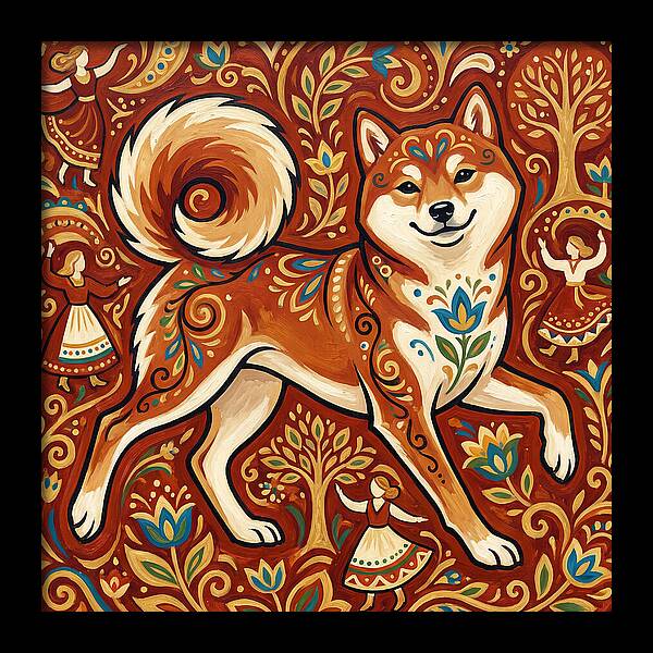 Shiba Inu Folk Art