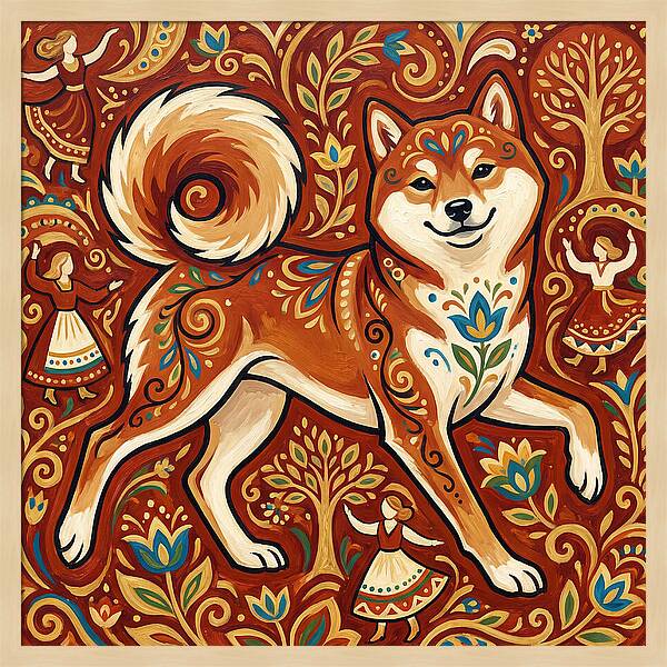 Shiba Inu Folk Art