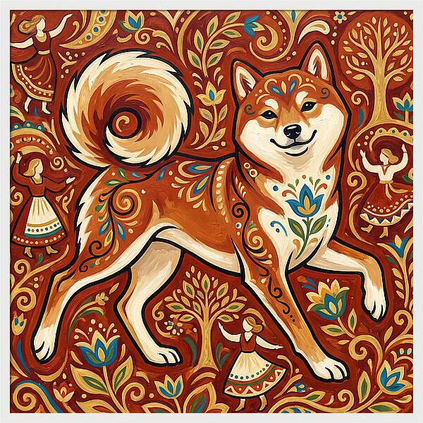 Shiba Inu Folk Art
