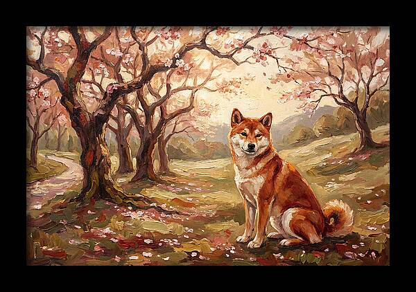 Shiba Inu In Cherry Blossom Grove