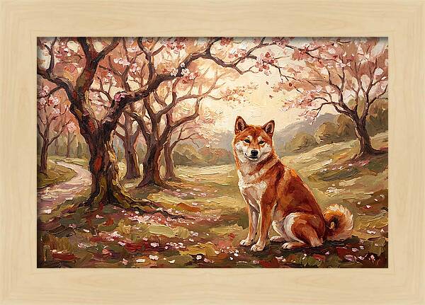 Shiba Inu In Cherry Blossom Grove