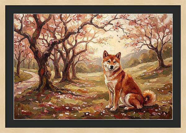 Shiba Inu In Cherry Blossom Grove