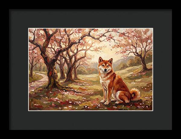 Shiba Inu In Cherry Blossom Grove