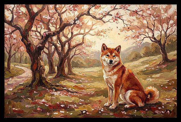 Shiba Inu In Cherry Blossom Grove