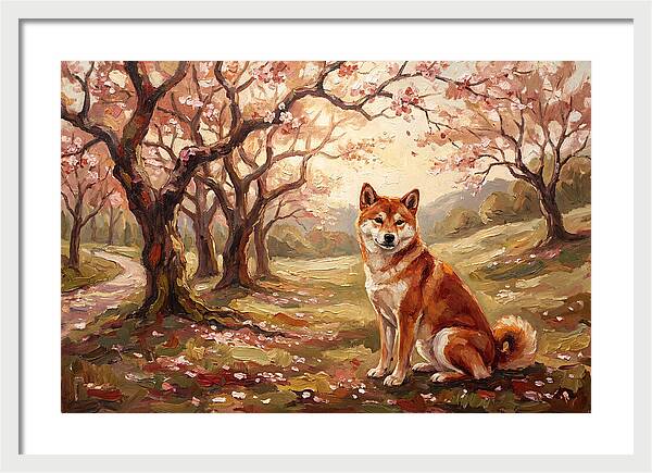 Shiba Inu In Cherry Blossom Grove