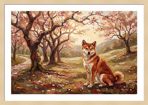 Shiba Inu In Cherry Blossom Grove