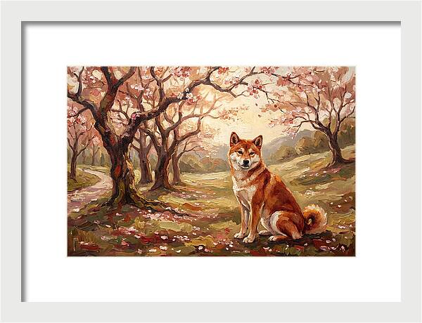Shiba Inu In Cherry Blossom Grove