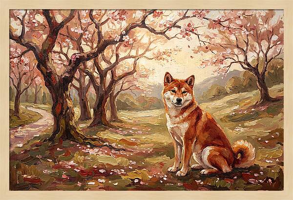 Shiba Inu In Cherry Blossom Grove