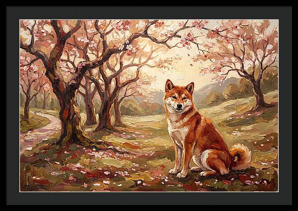 Shiba Inu In Cherry Blossom Grove