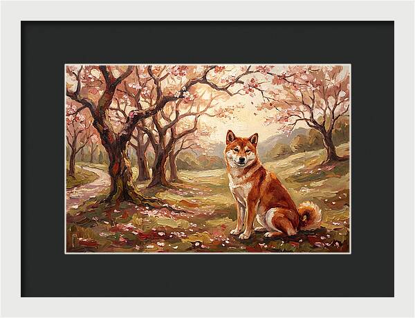 Shiba Inu In Cherry Blossom Grove