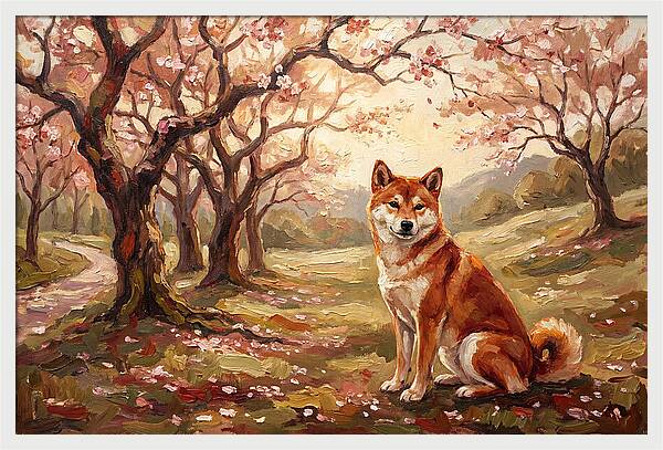 Shiba Inu In Cherry Blossom Grove