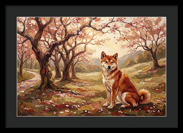 Shiba Inu In Cherry Blossom Grove
