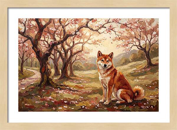 Shiba Inu In Cherry Blossom Grove