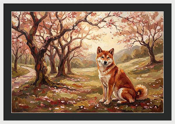 Shiba Inu In Cherry Blossom Grove