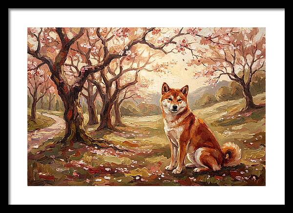 Shiba Inu In Cherry Blossom Grove
