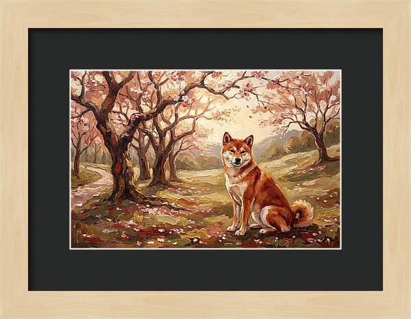 Shiba Inu In Cherry Blossom Grove