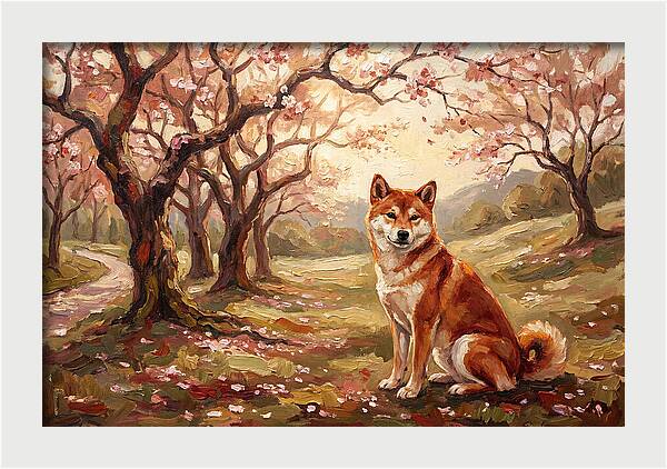 Shiba Inu In Cherry Blossom Grove