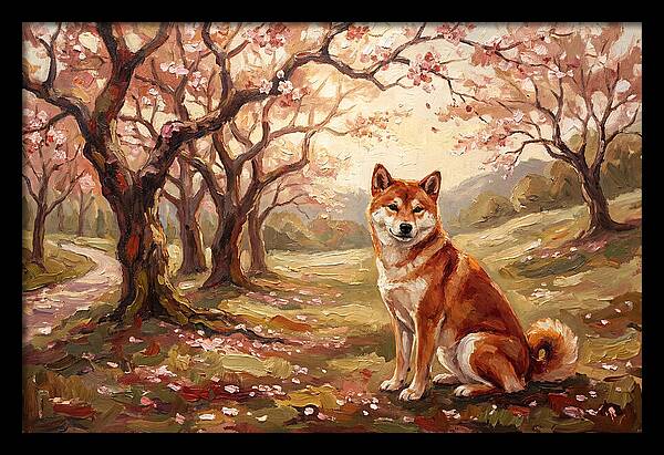 Shiba Inu In Cherry Blossom Grove