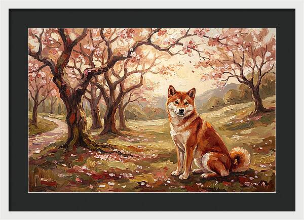 Shiba Inu In Cherry Blossom Grove
