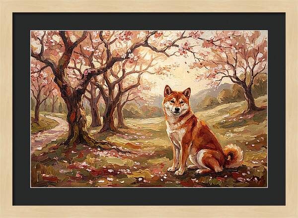 Shiba Inu In Cherry Blossom Grove