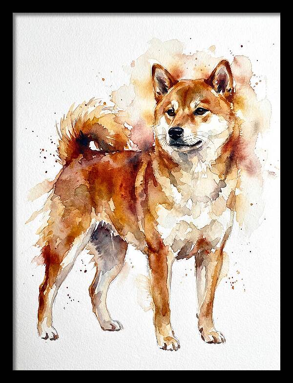 Shiba Inu Watercolor Portrait