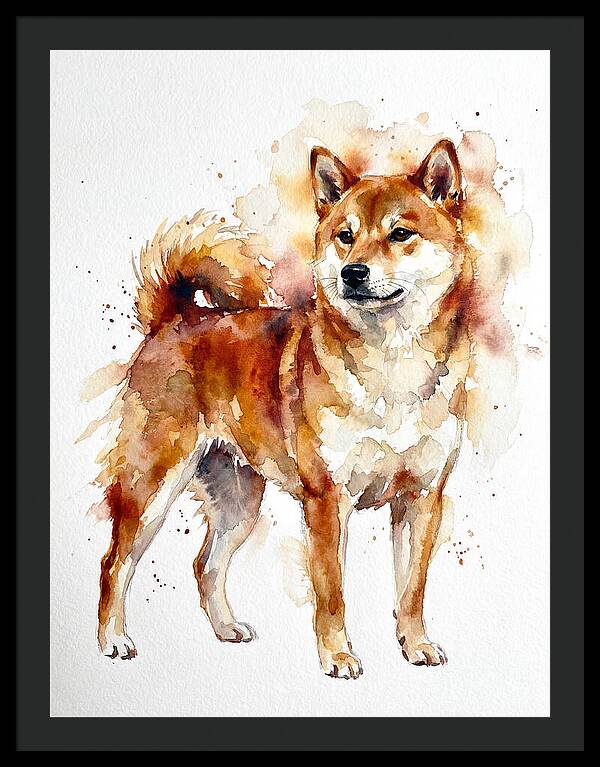 Shiba Inu Watercolor Portrait
