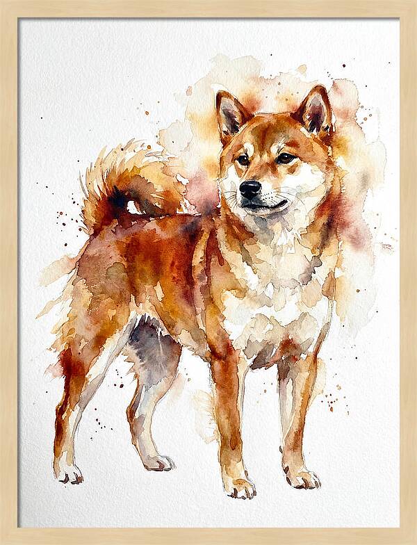 Shiba Inu Watercolor Portrait