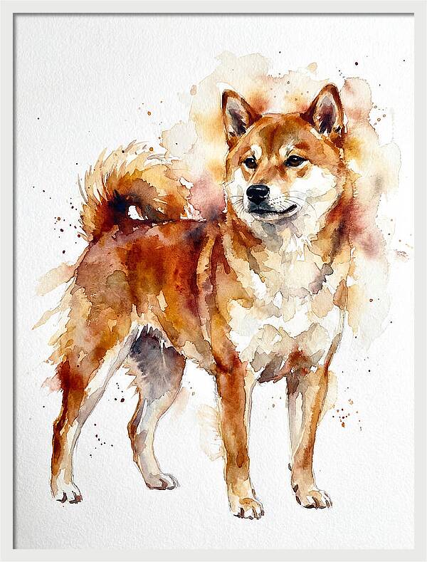 Shiba Inu Watercolor Portrait