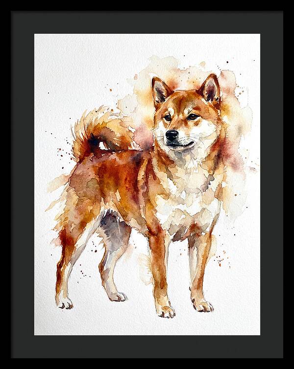 Shiba Inu Watercolor Portrait