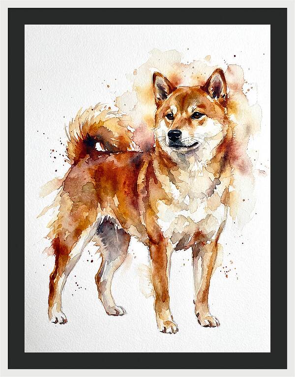 Shiba Inu Watercolor Portrait