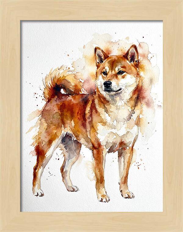 Shiba Inu Watercolor Portrait