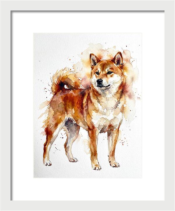 Shiba Inu Watercolor Portrait
