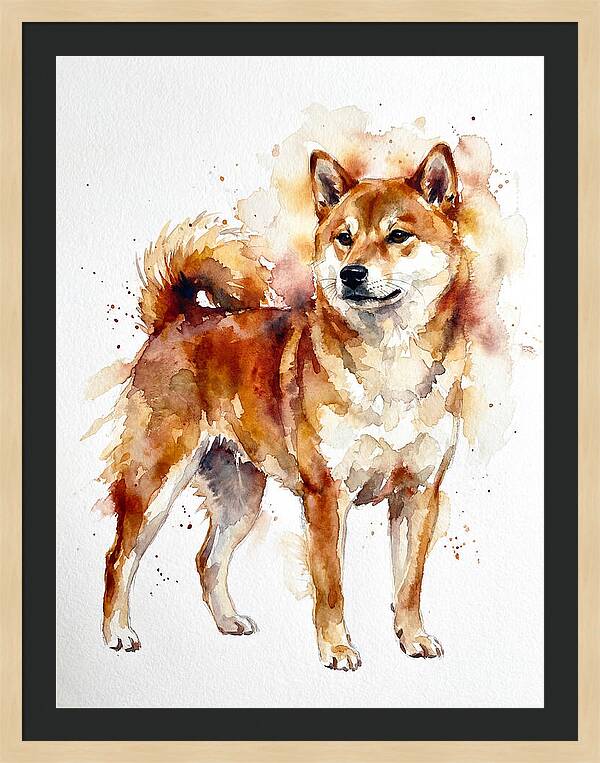Shiba Inu Watercolor Portrait